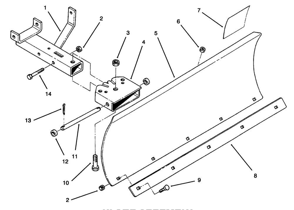 Blade Assembly Diagram and Parts List for 79150 (5900001 - 5999999)(1995) Lawn Boy Snow Blower
